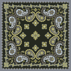 Square Floral Paisley Bandana Design