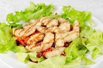 Dish of roasted filet pikeperch