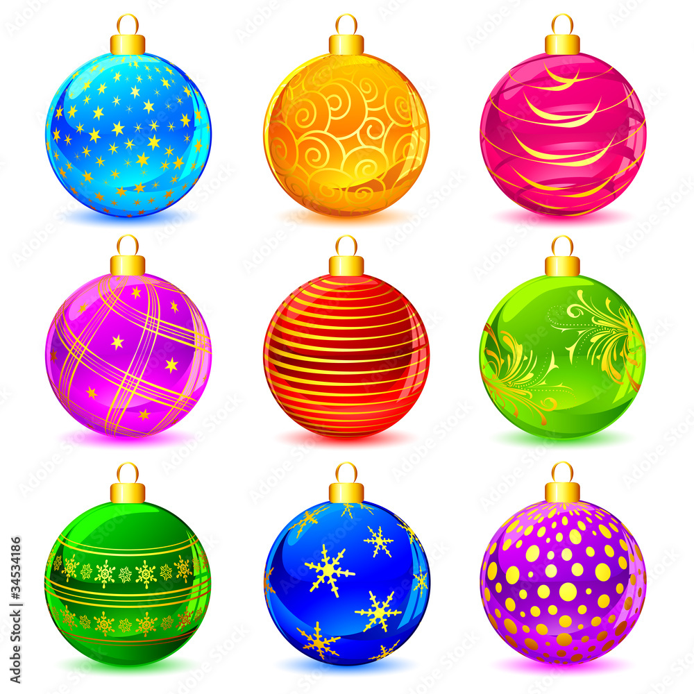 Wall mural colorful christmas ball