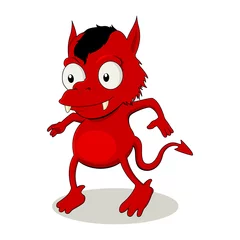 Selbstklebende Fototapeten Vektorillustration eines kleinen roten Teufels © rudall30