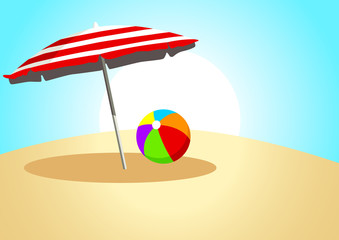 Vector illustration of a plastic ball and a parasol © rudall30