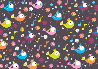 Color background with birds and flowers