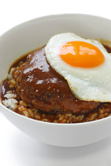 loco moco , hawaiian rice bowl dish