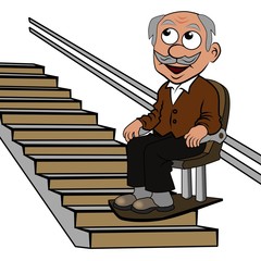 Senior auf dem Treppenlift