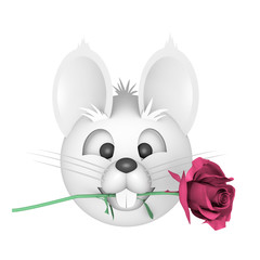 Maus mit Rose
