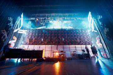 Behind the scenes during a concert