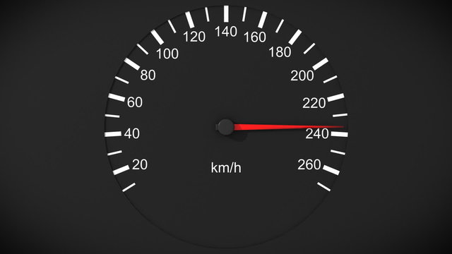 Car speedometer and moving pointer on it. HD.
