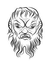 Vector Face of Faun on the Dark Entrance, Sintra, Portugal