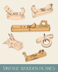 vintage wooden planes - illustration
