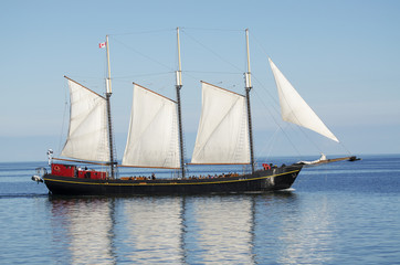 Fototapeta na wymiar Big sailboat navigating on the Mediterranean Sea