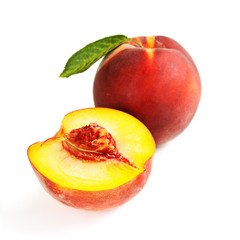 Single fresh ripe peach