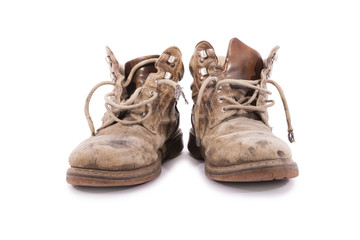 He used a pair of boots.