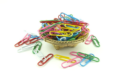 Paper clips on basket.