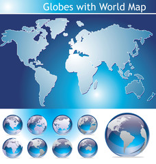 Fototapeta na wymiar Globes with World Map