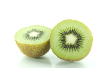 Kiwi fruit cut in half.