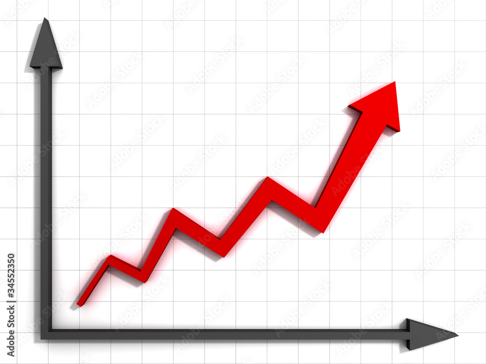 Aufkleber arrow graph with axis