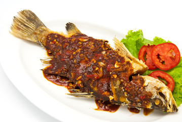 Fried snapper with chili sauce