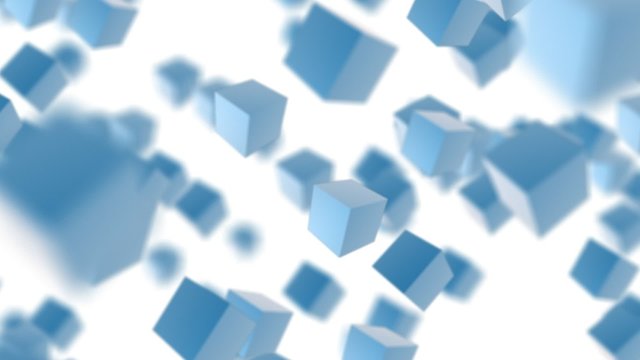 Blue abstract boxes flying hd
