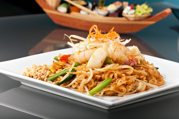 Seafood Pad Thai with Stir Fried Rice Noodles