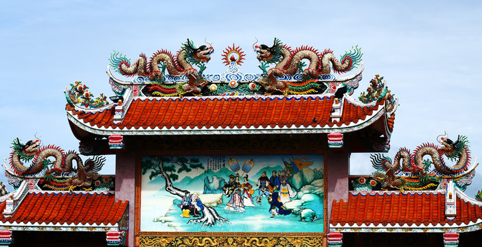Golden dragon with bluesky