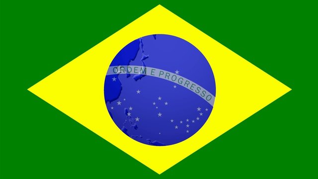Flagge Brasilien mit Weltkugel Animation