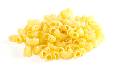 dried italian pasta on white background