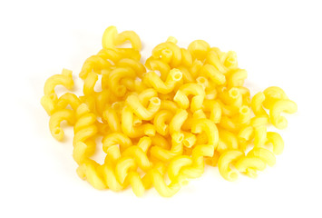dried italian pasta on white background