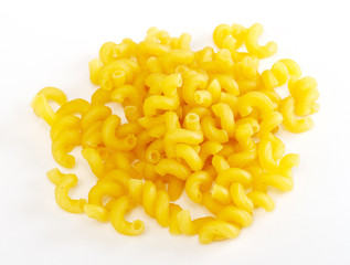 dried italian pasta on white background