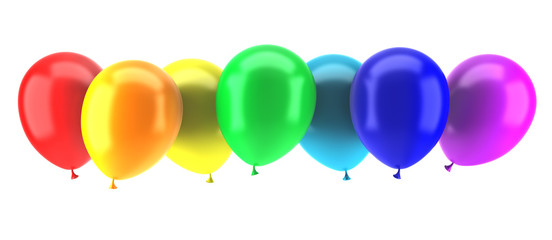 multicolored party balloons isolated on white background