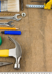 tools and instruments on wood