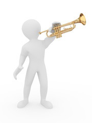 Man with trumpet. 3d