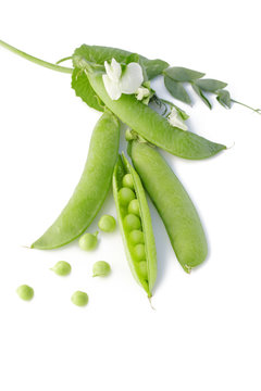 Fresh green peas vegetable closeup