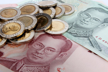 Many coin and bank  in Thai.