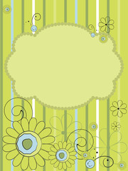 Greeting card with flowers on striped background