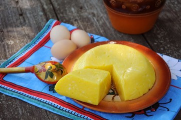 Homemade cheese on a plate