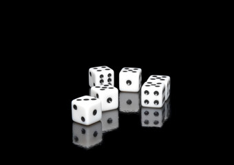 The dices on  black