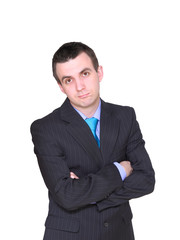 Caucasian businessman - in pensiveness condition.