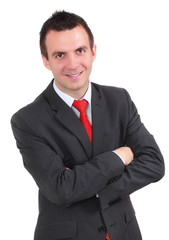 Caucasian businessman with crossed arms.