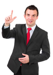 Cheerful businessman show 