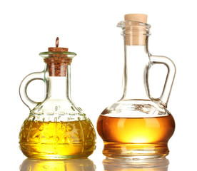 two jars with the oil isolated on white