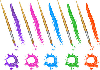 Brushes and strokes of paint, vector illustration