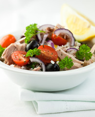Rice salad with tuna,olives and vegetables