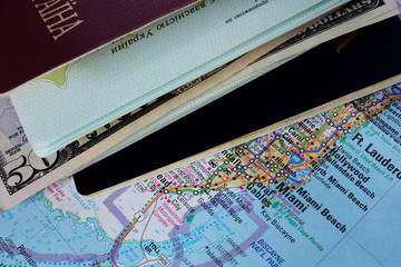 usa map and passports