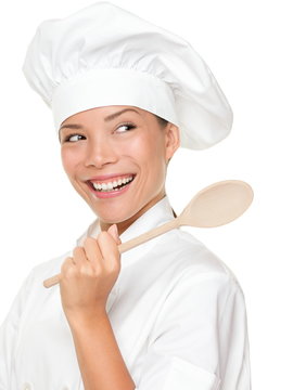 Chef woman smiling happy