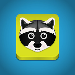 Icon with raccoon face. Vector illustration.