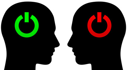 two power button heads interacting