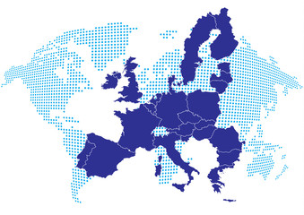 Fototapeta premium Europe map with world map