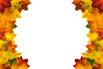 Naklejka na ściany i meble Okrągłe ramki wykonane z kolorowych liści jesienią