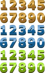 Numbers icon set, 3d glossy smooth style