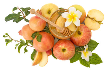 pomegranates and apples with honey